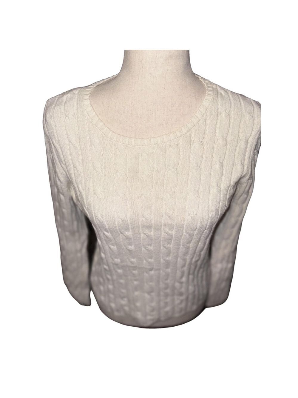 Vintage sweater cream St. John's bay Hong Kong Med p ribbed